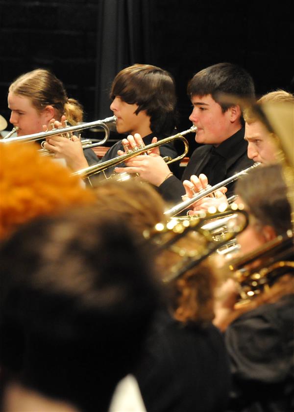 Students performing at the 2023-2024 All County Band Concert